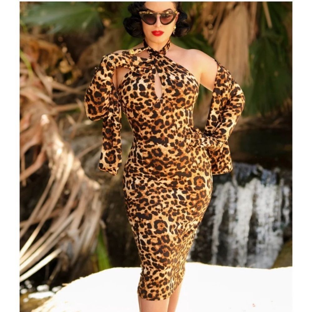 Chic Leopard Print Midi Dress